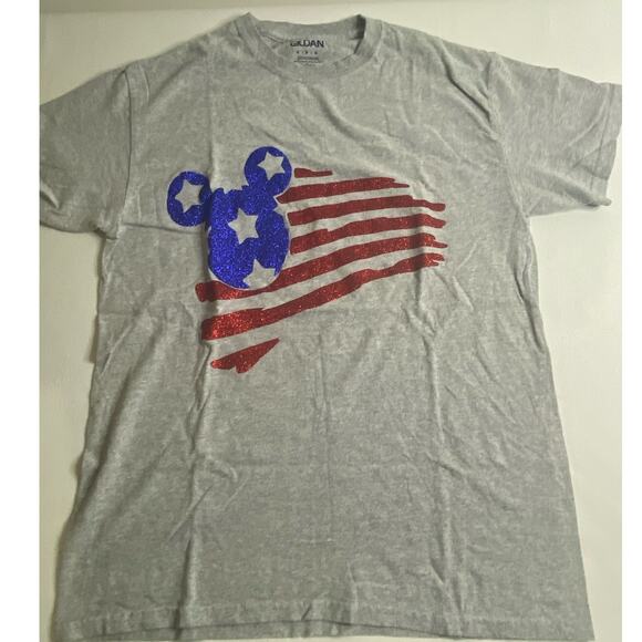 Gildan Disney Mickey Mouse American Flag Gray Size M - Picture 1 of 3
